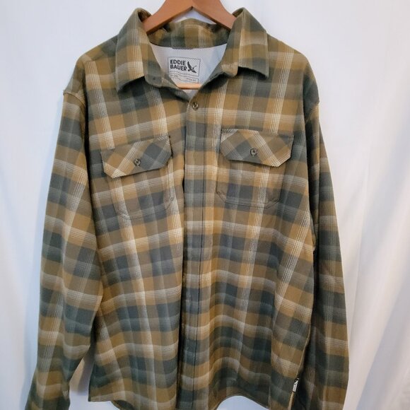 Eddie Bauer Other - Men's Eddie Bauer Soft Flannel Long Sleeve Shirt 2XL XXL Green Brown Plaid